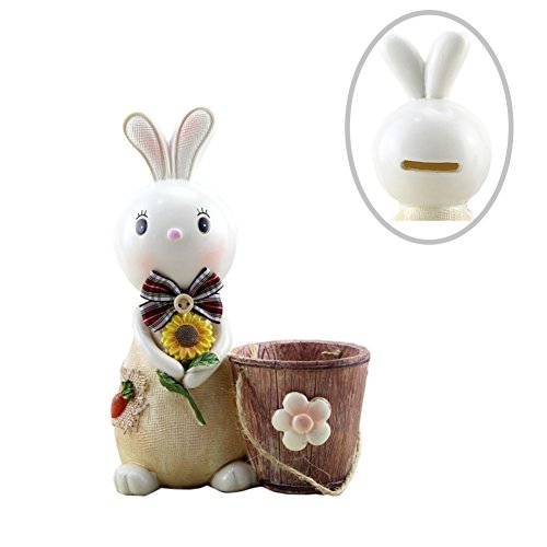 Multifunctional Lovely Bunny Rabbit Pen Pencil Holder Piggy Bank