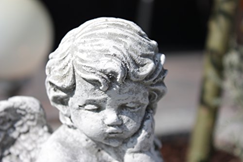 Grabschmuck Engel am Fels mit Inschrift, massiver Steinguss, frostfest - 4