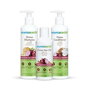Mamaearth Anti Hair Fall Spa Range with Onion Hair Oil + Onion Shampoo + Onion Conditioner for Hair Fall Control