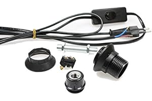 HANNA'S LADEN FÜR BASTLER UND HOBBYKÜNSTLER Lampenfassung E14 Set: Kabel, Gewinderohr & Fassungsteile – Schwarz – Hanna's Laden – DIY Lampe – Elektrofassung zur Selbstmontage – Inkl. Montageanleitung