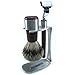 SHAVING SET 3-PIECE, STAINLESS STEEL WITH WENGE, BRUSH WITH BADGER PLUCK HAIR