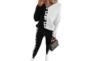 Godoboo Damen Sportanzug Set Jogginganzug Damen Freizeitanzug Frauen Trainingsanzug Set 2 Teiliges Langarm Hosenanzug Loose