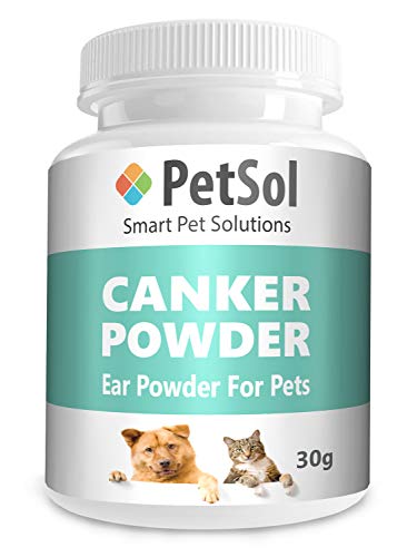 PetSol Ear Canker Powder (30g) Ear Mite Powder For Dogs, Cats, Horses, Rabbits, Small Animals & Pets - Rapid Relief For Itching Caused By Ear Mites - Stops Head Shaking, Wax, Gunk & Ear Odour
