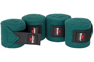START ENJOY THE RIDE Start - Set di 4 fasce elastiche in pile con chiusura in e custodia, ideali per allenamento e stalla (300 cm, verde)