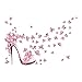 Produktbild WINOMO Rosa Schmetterling High Heel Wandaufkleber DIY Kunst Wandbild Dekor Abnehmbare Wandtattoos TV Hintergrund Dekoration