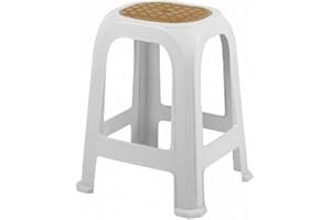 OMS HOME STORE Large Tall Plastic Garden Stool Stackable Outdoor Indoor Chair Stool or Table (White)