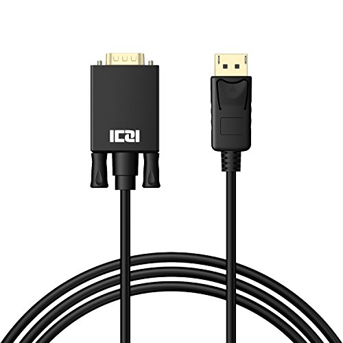 ICZI DisplayPort auf VGA Kabel (Male zu Male, vergoldet Stecker, 1080p) Adapter, für der Monitor mit VGA Buchse anschließen, Schwarz (3m) - 3