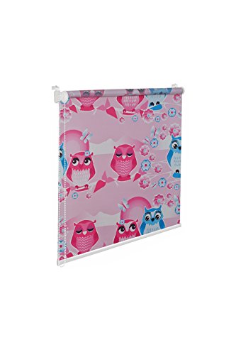 KINDERFENSTERROLLO EULE PINK 90 CM BREIT 150 CM LANG ROSA WEISS BLAU SICHTSCHUTZROLLO INKL. SEILZUG FENSTERROLLO 90×150 CM KINDERROLLO KINDERZIMMER - 2