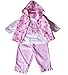 Newborn NB months - Baby Girls Outfit - Gorgeous Pink Love Hearts Hooded Gillet Bodywarmer with White Bunnies Print Long-Sleeved Top and Comfy Trousers Set / Babies Clothes