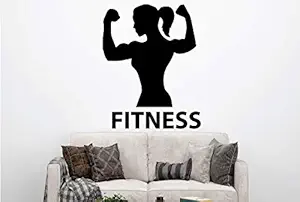 VVWV Women Gym Wall Stickers for Home Living Kids Bed Room Hall Kitchen Wall Decor Stickers PVC Vinyl Decals L X H 55 X 80 CMS