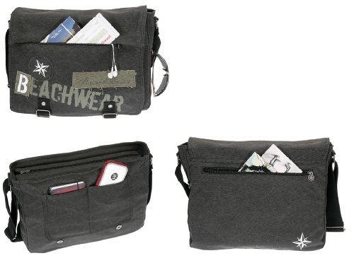 Messenger Tasche BEACHWEAR Kuriertasche Canvas Tasche /// SCHWARZ - 2