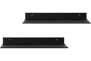 Z metnal Bathroom Shelf, Floating Shelves, Picture Ledge Display Wall Shelf, 400m Black Shelf, Aluminum, Wall Mounted, Matt Black,16 inch, 2 Pack