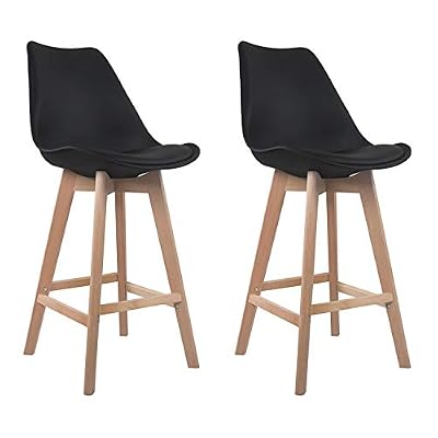 Happy Garden Lot de 2 tabourets scandinaves Sven Noir avec Coussin