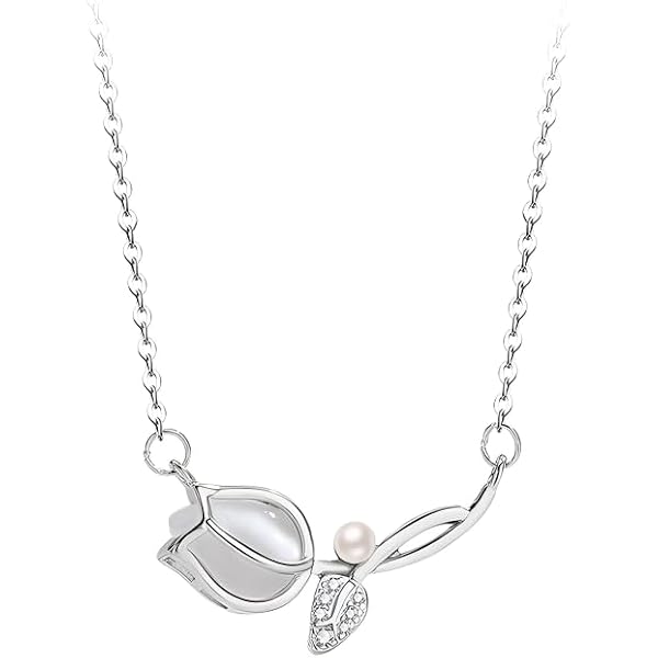 Collana Donna Tulipano Rosa Con Ciondolo Floreale Scintillante In Lega Color Argento E Zirconi - Gioiello Boho Vintage, Regalo Per Sposa E Matrimonio - 4