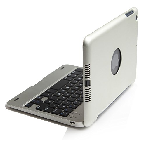 Tastatur-Schutzhülle mit Ständer, abnehmbare Kvago Bluetooth-Tastatur, aus Premium Polyurethan-Leder, für Samsung Galaxy Note 10.1 2014 Edition SM-P600/P601/P605 Silber silber iPad mini 4 - 4