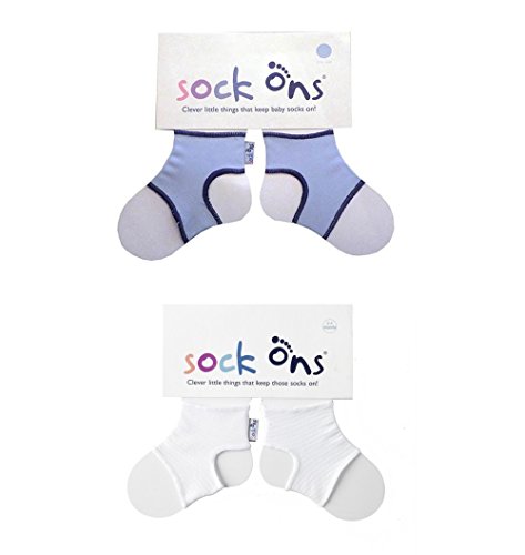 Sock Ons 6-12 Months - TWIN PACK Gift Wrap Available (B/Blue & White Twin Pack)