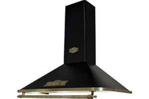 Kaiser Empire A 9315 EmECO Exklusive Designer Retro Dunstabzugshaube 90 cm Schwarz • Kaminhaube Wandhaube Energieklasse A • Abzugshaube Abluft/Umluft • 910m³/h Wandmontage Haube Inkl. Aktivkohlefilter