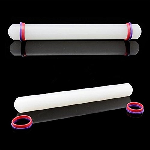 Weiß Antihaft-Teigrolle mit Glide, Fondant Kuchen Teig Roller Stick, Dekorieren Kuchen, Roller, verstellbare Teig Roller Pin, Küche Handwerk Backen Kochen Werkzeug – Kunststoff & #-; 23 x 2,5 cm, 22,9 cm - 4