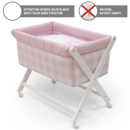 Cambrass Crib X Wood (46 x 78 cm, Bebe Pink/ White)