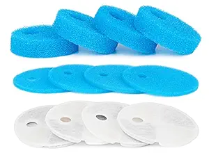 Flurff Replacement Filters for Cat Water Fountain, 4 Pack Filters for Ultra Quiet Pet Water Fountain, Visible Water Level Dog Water Dispenser