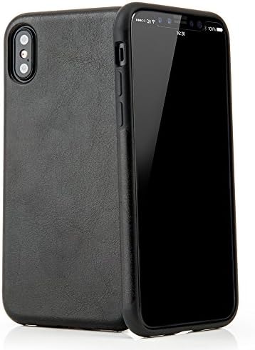 QUADOCTA iPhone X, iPhone XS (5.8") Case - Premium Thin Fit Synthetic Leather Case - Protective Shell with Soft Feel Coating in Black - Smart Cover with Camera Protector for Apple iPhone (Qi Capable)
