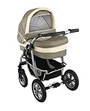 Clamaro „CORAL 2017“ Kinderwagen 3 in 1 Kombi System (24 Farben wählbar) mit Babywanne, Sport Buggy und Auto Babyschale Aufsatz (ISOFIX), Alu-Stahl Gestell mit Luftreifen und einstellbarer Fahwerk Federung, vorne mit 360° Schwenkrädern und hinten mit EASY-STOP Bremse - 5
