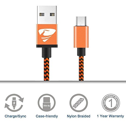 Cavo Micro USB 2M [3-Pezzi] Rephoenix Cavo Android Nylon Intrecciato Cavo USB Micro USB per Samsung S5/S6/S7, Huawei, HTC, Motorola, Nokia, LG, Sony-Blu,Arancia,Verde