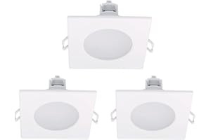 LEDLUX 3 Pezzi Faretti Led da Incasso Quadrato, Dimmerabile Con Triac Dimmer, 220V 5W 550 Lumen, 90X90X37mm, Foro 70mm, Impermeabile Ie IP65, Quick Connettore (Bianco Freddo 6500K, Bianco)