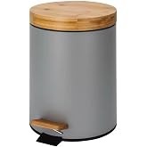Orret Home Bambu Kapaklı Metal &Ccedil;&ouml;p Kovası &ndash; Hidrolik Sistemli Yavaş Kapanma &Ouml;zellikli, Pedallı, Banyo ve Mutfak İ&ccedil;in Şık ve F