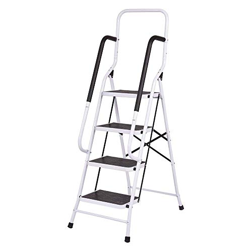 Preisvergleich Produktbild Tizi Teleskop-Verlängerungsleiter, Multifunktionale, Vierstufige Leiter, Mit Haltegriffen, Klapphocker, Maximale Lastleiter (330,69 Lb), Rutschhemmende Sicherheitsleiter