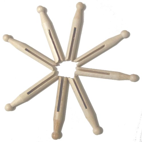 Hagspiel - Pinzas de cabeza redonda, pinzas de ropa de madera, madera de haya, 50 unidades., 110 mm