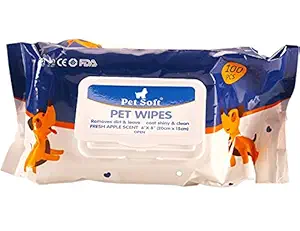 Pet Soft Grooming Wipes for Dogs, Cats, Puppies & Pets - Fresh Apple Scent 6