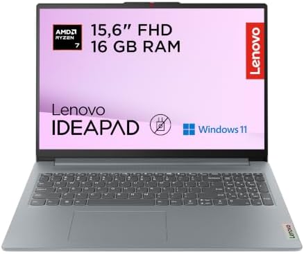 Lenovo IdeaPad Slim 3 Notebook 15" FHD (1920x1080) AMD Ryzen 7, RAM 16GB, 512GB SSD, Windows 11 Home, WiFi 6, Laptop per Casa, Ufficio, Studio, Multitasking, Uso Quotidiano - Caricatore non incluso