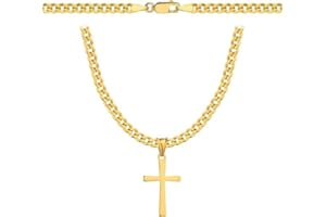 Amor Luxury Złoty łańcuszek męski 585, złoty krzyż 925/585 naszyjnik męski - łańcuszek krzyżowy - złoty krzyż dla mężczyzn - naszyjnik męski złoty, katolicki krzyż złoty wisiorek, biżuteria męska