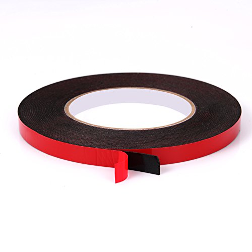 Shappy 10  m  10  mm  cinta de espuma de doble cara cinta adhesiva de montaje resistente al agua esponja de rollos de cinta  cinta de color negro con rojo dise  o de pel  cula