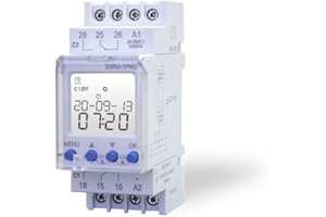 EASTRON Temporizador digital de 2 canales (ESRD-TPD2 reemplaza RD-TPW2) para Top Hat Rail para instalación en pantalla LCD de gabinete de control - temporizador semanal con 90 programas - Temporizador