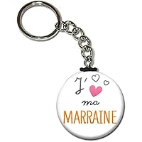 J'aime ma MARRAINE Porte clés chaînette 38mm ( Idée Cadeau Baptême Communion Noël )