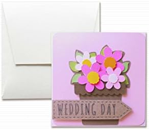 Wedding Day - Wedding - vase of flowers - greeting card with envelope (4,7" x 4,7") - hand made card - blank inside.