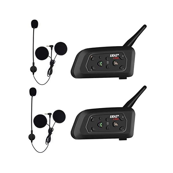 EJEAS V6 Pro BT Interphone 1200M Bluetooth Motocicleta Motocicleta Casco Intercom Auriculares con Interfono Duplex Control Avanzado de Ruido para hasta 6 Riders (2 Pieza)