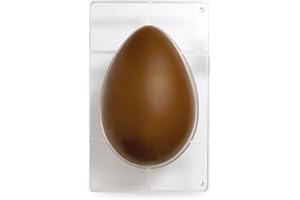 DECORA, 0050064 Moule à œufs en chocolat en polycarbonate, 1 cavité, 330 x 215 mm, Idéal pour préparer des chocolats brillants et croustillants, Design professionnel, Fabriqué en Italie.