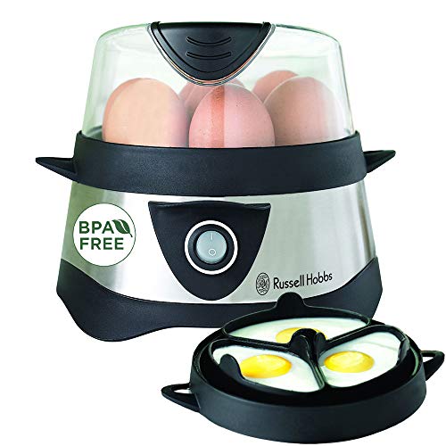 Russell Hobbs 14048-56 Cuiseur à Œufs CookAtHome, Œufs Vapeur, Œufs Pochés, Œufs au Plat, Arrêt Automatique avec Signal Sonore, Gobelet inclus