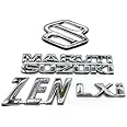 SINEX CAR Emblem Monogram/logo/Badge/Decals/3D/sticker Zen LXI Maruti Suzuki ABS Plastic Colour (Silver,Chorme) Pack of 4