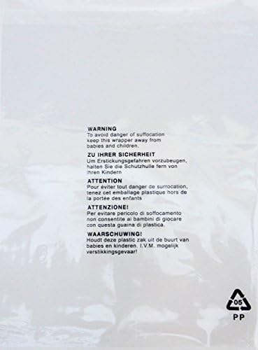 100 x Self Seal OPP Clear Poly Bags With Suffocation Warning in 5 Languages (9 x 12" (228 x 305mm))