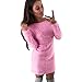 Produktbild Lange Pullover Sunday Winter Langarm Feste Strickjacke Vlies Warmes Grundlegendes Kurzes Minikleid (Rosa, M)
