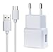Produktbild USB C Ladegerät - 1x Netzteil (2A/5V) & 1x Kabel (1m) - Smartphone Ladekabel Android, Samsung S8 & Plus / HTC U11, 10 & Evo / LG G5 & G6 in Weis