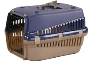 HAPPET Transporter Oggy S 49×33×30 cm – Czerwony Plastikowy Transporter Dla Kota I Małego Psa, Metalowa Kratka, Wentylacja, Uchwyt, Zaczepy Do Pasów, Lekki I Łatwy W Czyszczeniu