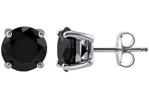 GOLD GALA Pendientes de Plata de ley 925 con Circonita Cúbica Negras para Hombres Mujeres