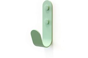The Hairpin Leg Co. [HLC] Metal J Wall Hook. Chunky Modern Playful Coat Hook - Pastel Green