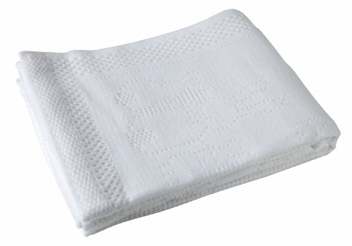 Clair de Lune Pram & Travel Extra Soft Brushed Cotton Patterned Blanket (White)