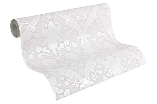 Mustertapete Livingwalls Flock 4, Vlies, grau, metallic, weiß